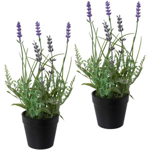 Creativ green Kunstplant Lavendel set van 3, in een plastic pot (3 stuks)