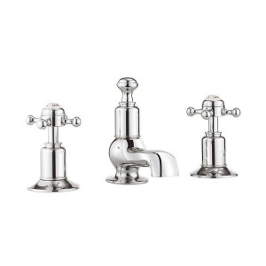 Crosswater Belgravia Wastafelkraan - 3 gats - warm/koud - kruisgreep - chroom BL130DPC