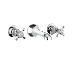 Crosswater Belgravia Wastafelkraan - inbouw - 3 gats - kruisgreep - 14.1cm uitloop - chroom BL131WNC