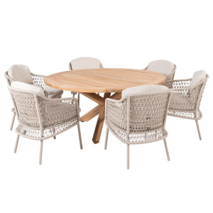 4 Seasons Outdoor Diningset Prado Puccini 7-delig Teak Ø160 cm