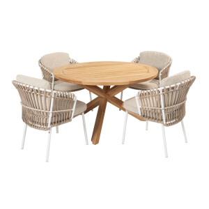 4 Seasons Outdoor Diningset Prado Dalias 5-delig Teak Ø130 cm