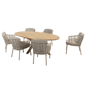 4 Seasons Outdoor Diningset Prado Ellips Como Ovaal 7-delig Teak 240 x 115 cm