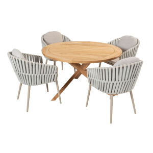 Taste by 4 Seasons Diningset Prado Eva 5-delig Teak Ø130 cm