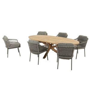 Taste by 4 Seasons Diningset Prado Jura 7-delig Ovaal Teak 240 x 115 cm