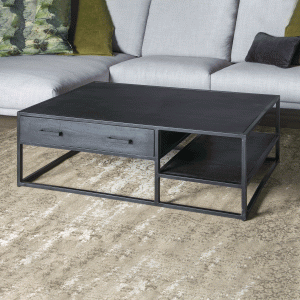 Livingfurn Salontafel 'Kala' Mangohout en staal, 120 x 70cm, kleur zwart