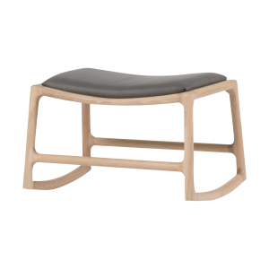 Dedo footstool - whitewash voetenbank met dakar leather grey