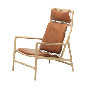 Dedo lounge chair whitewash eiken - dakar leather whisky zitting