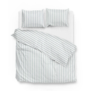 Dekbedovertrek Banda Di Lino - Mint Green - Lits-Jumeaux XL (260x200 Cm) - Mint Groen Katoen - Strepen - Zo!Home - Dekbed-Discounter.nl
