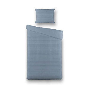 Dekbedovertrek Luna Embossed Stripes - Eenpersoons (140x220 cm) - Blauw Microvezel - Dessin: Strepen - Luna Bedding - Dekbed-Discounter.nl