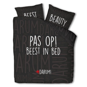 Dekbedovertrek #DARUM! Beest in Bed - Lits-Jumeaux (240x220 cm) - Zwart Polyester-katoen - Dessin: Tekst - #DARUM! - Dekbed-Discounter.nl