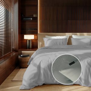 Dekbedovertrek Egyptisch Katoen - Uni - Grijs - Lits-Jumeaux (240x240 Cm) - Grijs Egyptisch Katoen Katoen - Effen - Presence - Dekbed-Discounter.nl