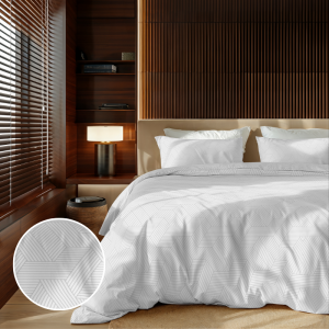 Dekbedovertrek Embossed Geometric - Wit - Eenpersoons (140x200 Cm) - Wit Microvezel - Effen - Zydante - Dekbed-Discounter.nl