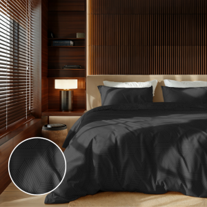 Dekbedovertrek Embossed Geometric - Zwart - Lits-Jumeaux (240x220 Cm) - Zwart Microvezel - Effen - Zydante - Dekbed-Discounter.nl