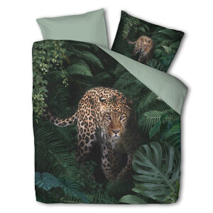 Dekbedovertrek Jungle Cheetah - Eenpersoons (140x200 Cm) - Roze & Groen Polyester-katoen - Dieren - Luna Bedding - Dekbed-Discounter.nl