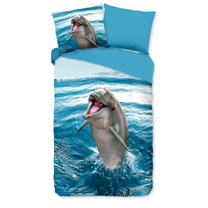 Dekbedovertrek Katoen Dolphin Jump Kids Dieren 140x200 Cm Verkoelend Good Morning - Dekbed-Discounter.nl