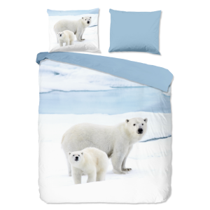 Dekbedovertrek Katoen-Flanel - Care - Eenpersoons (140x200 Cm) - Meerkleurig & Wit & Blauw Flanel Katoen - Natuur & Dieren - Good Morning - Dekbed-Discounter.nl