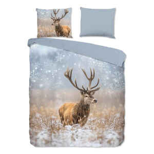 Dekbedovertrek Katoen-Flanel - Jolly - Lits-Jumeaux (240x220 Cm) - Blauw Katoen Flanel - Natuur & Dieren - Good Morning - Dekbed-Discounter.nl