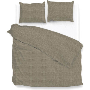 Dekbedovertrek Katoen Lino Palm Taupe Ruiten 200x200 Cm Zo!Home - Dekbed-Discounter.nl