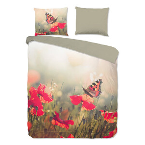 Dekbedovertrek Katoen - Poppies - Tweepersoons (200x200 Cm) - Meerkleurig Katoen - Natuur & Bloemen & Dieren - Good Morning - Dekbed-Discounter.nl