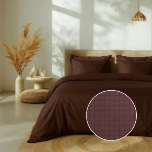 Dekbedovertrek Katoen-Satijn - Diamante - Bruin - Eenpersoons (140x200 Cm) - Bruin Katoen-satijn - Ruiten - Heckett Lane - Dekbed-Discounter.nl