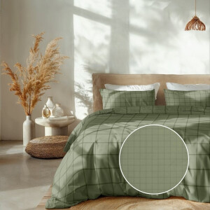 Dekbedovertrek Katoen-Satijn - Diamante - Licht Groen - Tweepersoons (200x200 Cm) - Groen Katoen-satijn - Ruiten - Heckett Lane - Dekbed-Discounter.nl