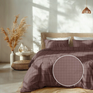 Dekbedovertrek Katoen-Satijn - Diamante - Rosé - Lits-Jumeaux XL (260x200 Cm) - Roze Katoen-satijn - Ruiten - Heckett Lane - Dekbed-Discounter.nl