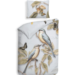 Dekbedovertrek Katoen-Satijn - Double Face - Daina - Eenpersoons (140x200 Cm) - Blauw Katoen-satijn - Dieren - Heckett Lane - Dekbed-Discounter.nl