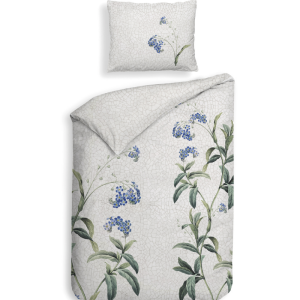 Dekbedovertrek Katoen-Satijn - Double Face - Lacie - Eenpersoons (140x200 Cm) - Grijs Katoen-satijn - Bloemen - Heckett Lane - Dekbed-Discounter.nl