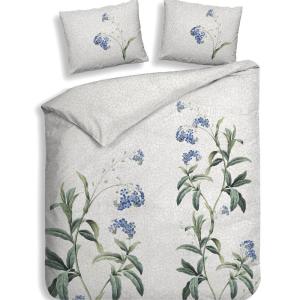 Dekbedovertrek Katoen-Satijn - Double Face - Lacie - Lits-Jumeaux (240x220 Cm) - Grijs Katoen-satijn - Bloemen - Heckett Lane - Dekbed-Discounter.nl