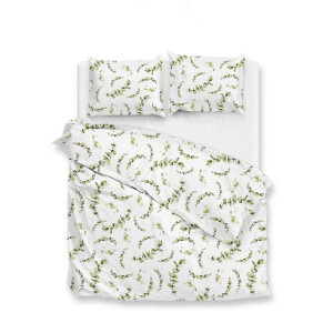 Dekbedovertrek Katoen-Satijn - Eucalia - Lits-Jumeaux (240x220 Cm) - Wit Katoen-satijn - Natuur - Zo!Home - Dekbed-Discounter.nl