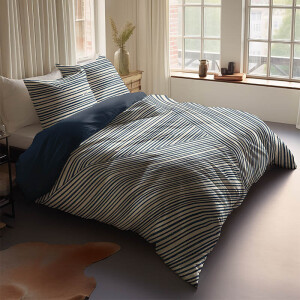 Dekbedovertrek Katoen-Satijn - Nautic Lines - Eenpersoons (140x200 Cm) - Blauw & Meerkleurig Katoen-satijn Katoen - Strepen & Abstract - McGregor - Dekbed-Discounter.nl