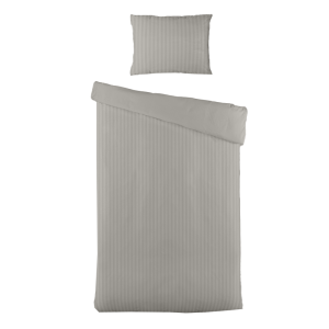 Dekbedovertrek Katoen-Satijn - Satijnstreep - Grijs - Eenpersoons (140x200 Cm) - Grijs Katoen-satijn Katoen - Strepen - Presence - Dekbed-Discounter.nl