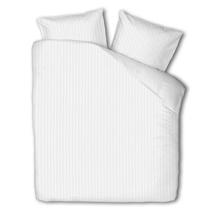 Dekbedovertrek Katoen-Satijn - Satijnstreep - Wit - Lits-Jumeaux XL (260x200 Cm) - Wit Katoen Katoen-satijn - Strepen - Presence - Dekbed-Discounter.nl