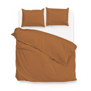 Dekbedovertrek Katoen Satijn Satinado Cognac Brown Effen 140x200 Cm Zo!Home - Dekbed-Discounter.nl
