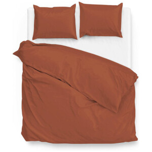 Dekbedovertrek Katoen-Satijn- Satinado - Copper Orange - Lits-Jumeaux XL (260x200 Cm) - Oranje Katoen-satijn - Effen - Zo!Home - Dekbed-Discounter.nl