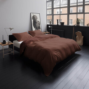 Dekbedovertrek Katoen-Satijn - Terracotta - Tweepersoons (200x200 Cm) - Bruin Katoen-satijn Katoen - Strepen & Hotel Luxe - McGregor - Dekbed-Discounter.nl