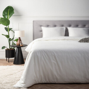 Dekbedovertrek Katoen-Satijn - Wit - Eenpersoons (140x200 Cm) - Wit Katoen-satijn - Effen - Presence - Dekbed-Discounter.nl