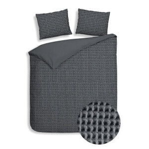 Dekbedovertrek Katoen Vafala - Grijs - Lits-Jumeaux (240x220 Cm) - Grijs Katoen - Effen - Heckett Lane - Dekbed-Discounter.nl