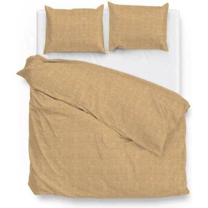 Dekbedovertrek Lino Katoen - Ochre Yellow - Lits-Jumeaux XL (260x200 Cm) - Geel Katoen - Effen - Zo!Home - Dekbed-Discounter.nl