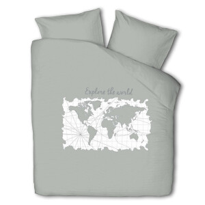 Dekbedovertrek Map Of Dreams - Eenpersoons (140x200 Cm) - Grijs Polyester-katoen - Landschap - Luna Bedding - Dekbed-Discounter.nl