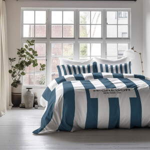 Dekbedovertrek McGregor - Classic Donkerblauw - Tweepersoons (200x200 Cm) - Wit & Blauw Katoen Microvezel - Strepen & Hotel Luxe - McGregor - Dekbed-Discounter.nl
