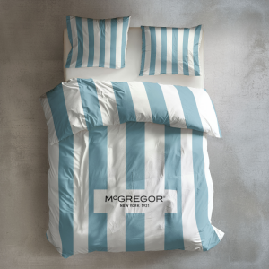 Dekbedovertrek McGregor - Classic Lichtblauw - Tweepersoons (200x200 Cm) - Blauw & Wit Katoen Microvezel - Strepen & Hotel Luxe - McGregor - Dekbed-Discounter.nl