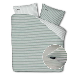 Dekbedovertrek McGregor - Katoen-Flanel - Earthy Greens - Tweepersoons (200x200 Cm) - Groen & Wit Flanel Katoen - Strepen & Hotel Luxe - McGregor - Dekbed-Discounter.nl