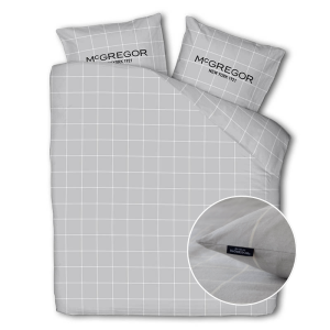 Dekbedovertrek McGregor - Katoen-Flanel - Gray Grid. - Eenpersoons (140x200 Cm) - Grijs Katoen Flanel - Strepen - McGregor - Dekbed-Discounter.nl