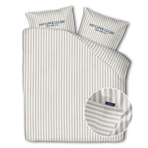 Dekbedovertrek McGregor Katoen Taupe LitsJumeaux (240x240 Cm) Taupe & Wit Katoen Strepen & Hotel Luxe McGregor - Overtrek - 240x240 Cm - Dekbed-Discounter.nl