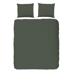 Dekbedovertrek Percale-Katoen - Groen - Lits-Jumeaux (240x220 Cm) - Groen Katoen Percale Katoen - Effen - Good Morning - Dekbed-Discounter.nl