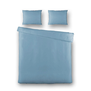 Dekbedovertrek Percale-Katoen- Uni - Blauw - Tweepersoons (200x200 Cm) - Blauw Percale Katoen - Effen - Presence - Dekbed-Discounter.nl