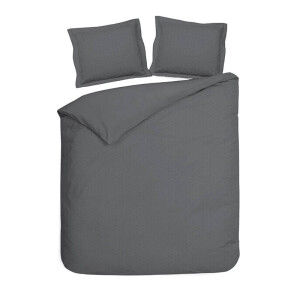 Dekbedovertrek Punto Katoen-Satijn - Antraciet - Lits-Jumeaux (240x220 Cm) - Antraciet Katoen-satijn - Stippen - Heckett Lane - Dekbed-Discounter.nl