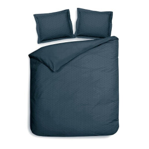 Dekbedovertrek Punto Katoen-Satijn - Marine Blauw - Tweepersoons (200x200 Cm) - Blauw Katoen-satijn - Stippen - Heckett Lane - Dekbed-Discounter.nl
