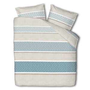 Dekbedovertrek Luna Herringbone Stripes - Tweepersoons (200x220 cm) - Groen Polyester-katoen - Dessin: Strepen - Luna Bedding - Dekbed-Discounter.nl